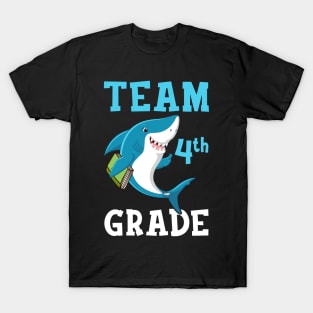 4th Grade Teacher Student Shirts Shark Back To School Gift T-Shirt